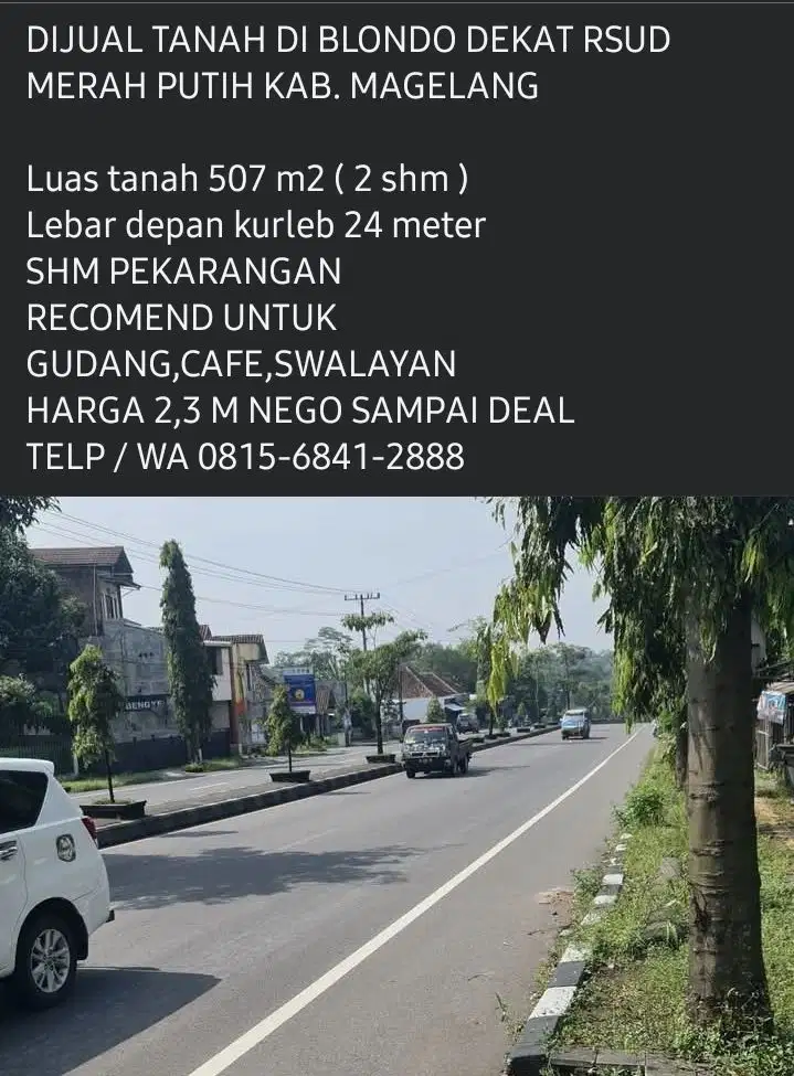 DIJUAL TANAH DI BLONDO DEKAT RSUD MERAH PUTIH KAB. MAGELANG
