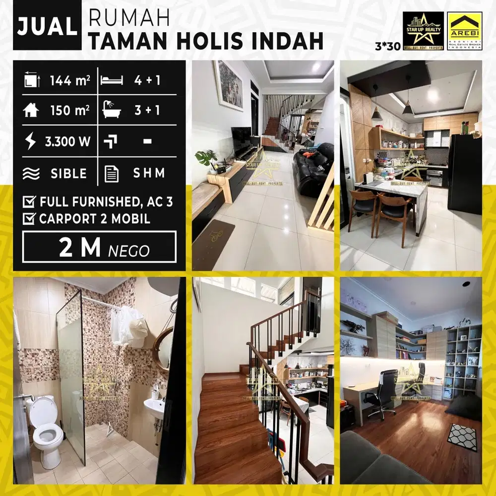 2M nego Dijual cepat Rumah bagus Full Furnished di Taman Holis Indah
