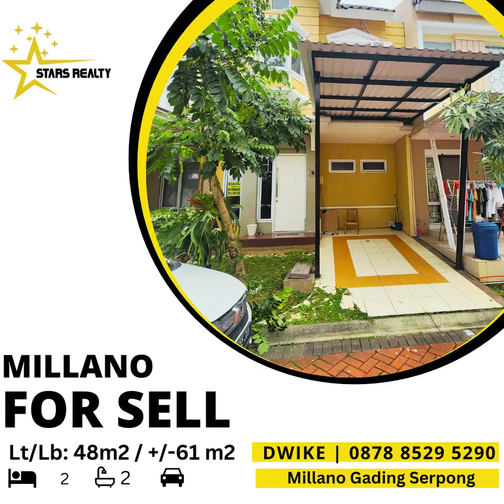 DIJUAL Cluster Milano Gading Serpong, ada 2 Ac, Kanopi Passive Income