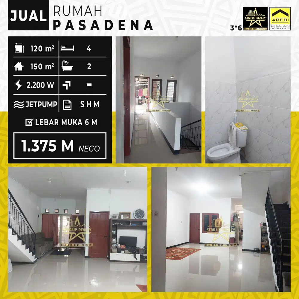 1,375 M Dijual Rumah2 lt Pasadena Caringin lt 120 lb 150 kt 4 km 2