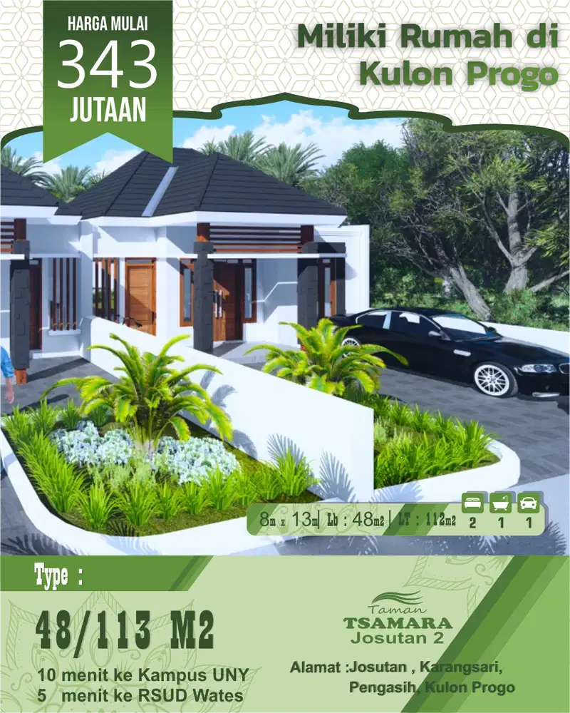 rumah di pengasih kulon progo dekat alun alun wates dan jalan nasional