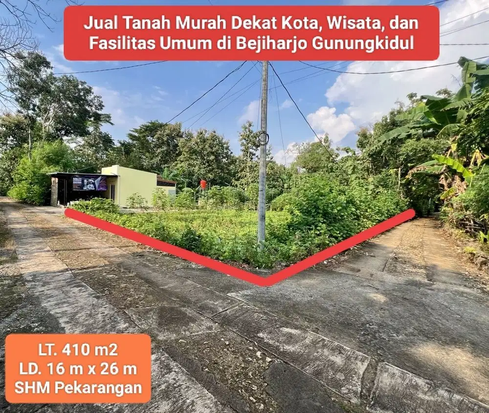 Jual Tanah murah di Bejiharjo Dekat Kota Wonosari Gunung Kidul shmp