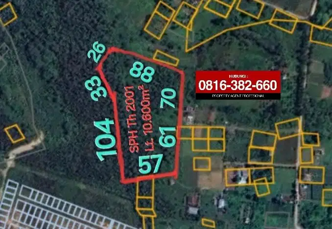Dijual Tanah 1,06 Ha (10.600m2) di Sukosari Palembang
