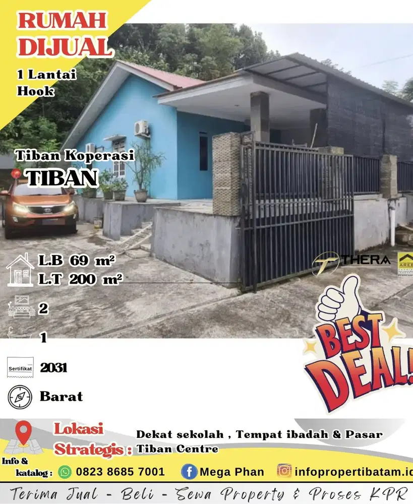 dijual Murah Rumah 1 lantai Hook tiban