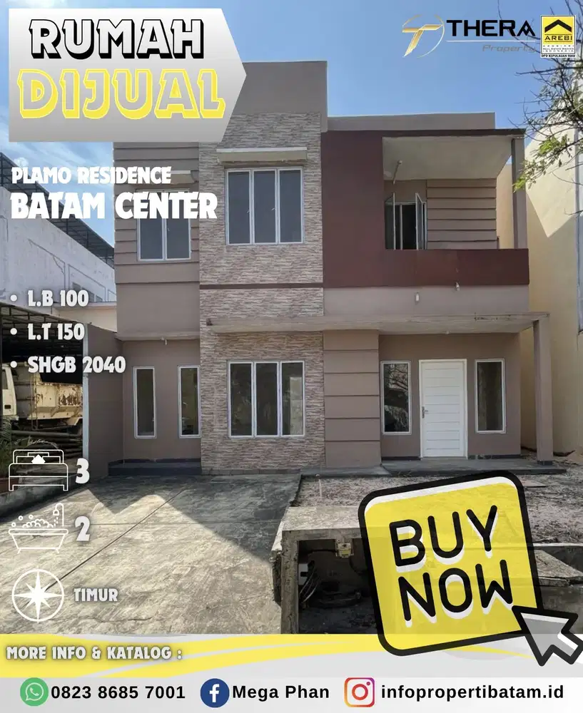 Rumah Dijual 2 Lantai hadap timur di Plamo Residence