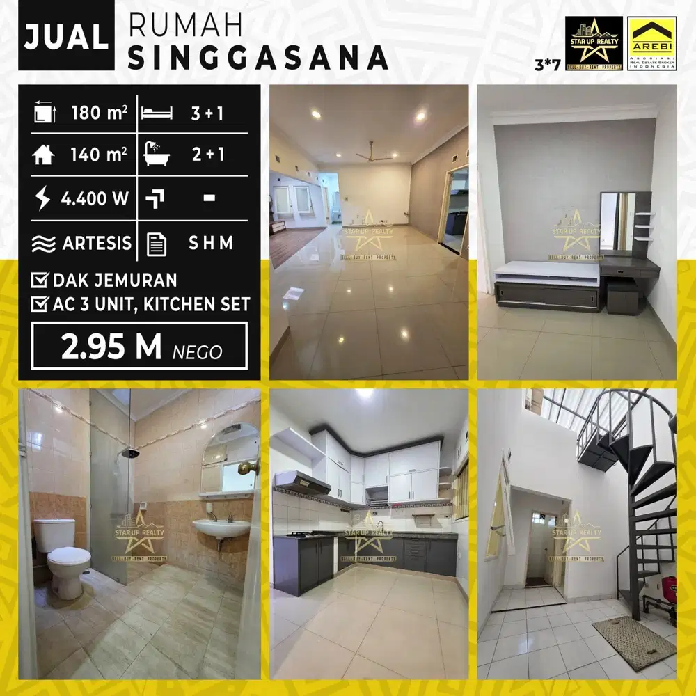 2,95 M nego dijual Rumah bagus di singgasana pradana lt 180 lb 140
