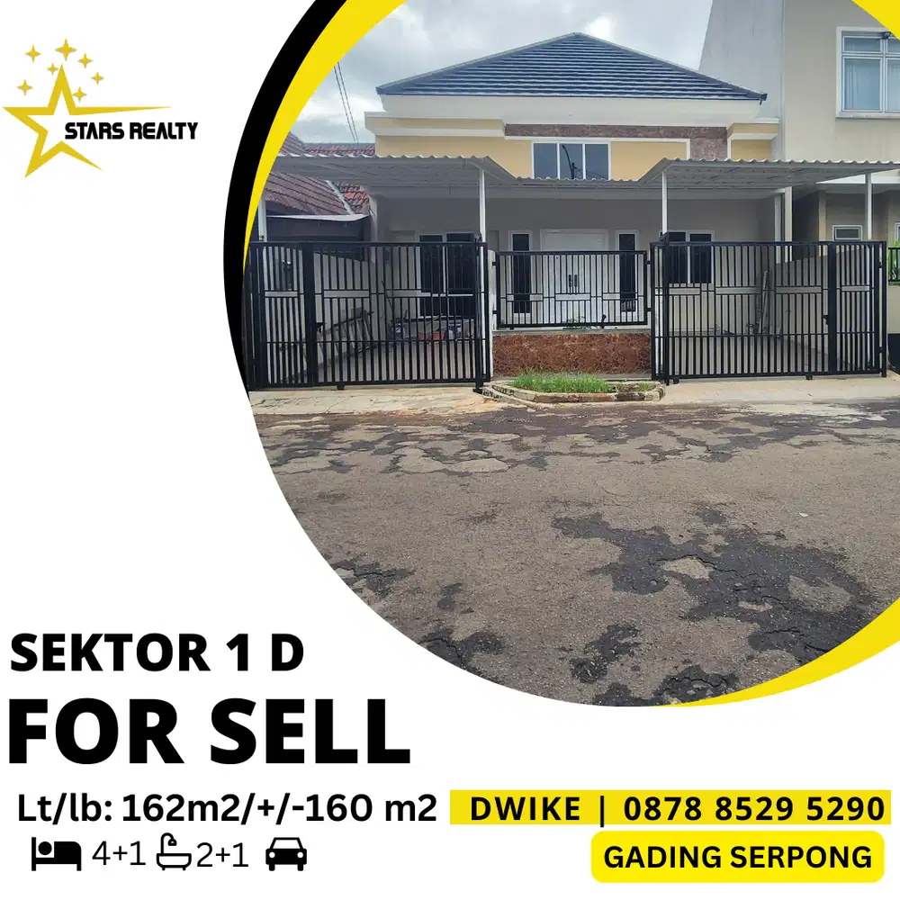 DIJUAL Rumah Sektor 1D Gading Serpong BARU BANGUN Sudah SHM