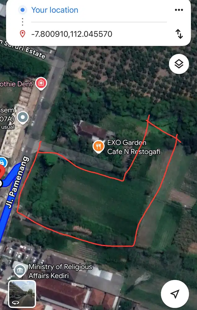 Lahan 3500m² SHM di Depan Ruko Ngasem City – Strategis, Pinggir Jalan