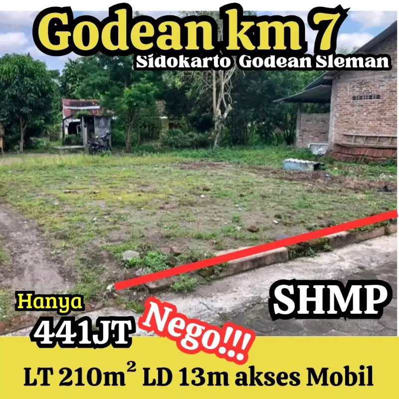 tanah dekat jalan raya godean km 7 sidokarto