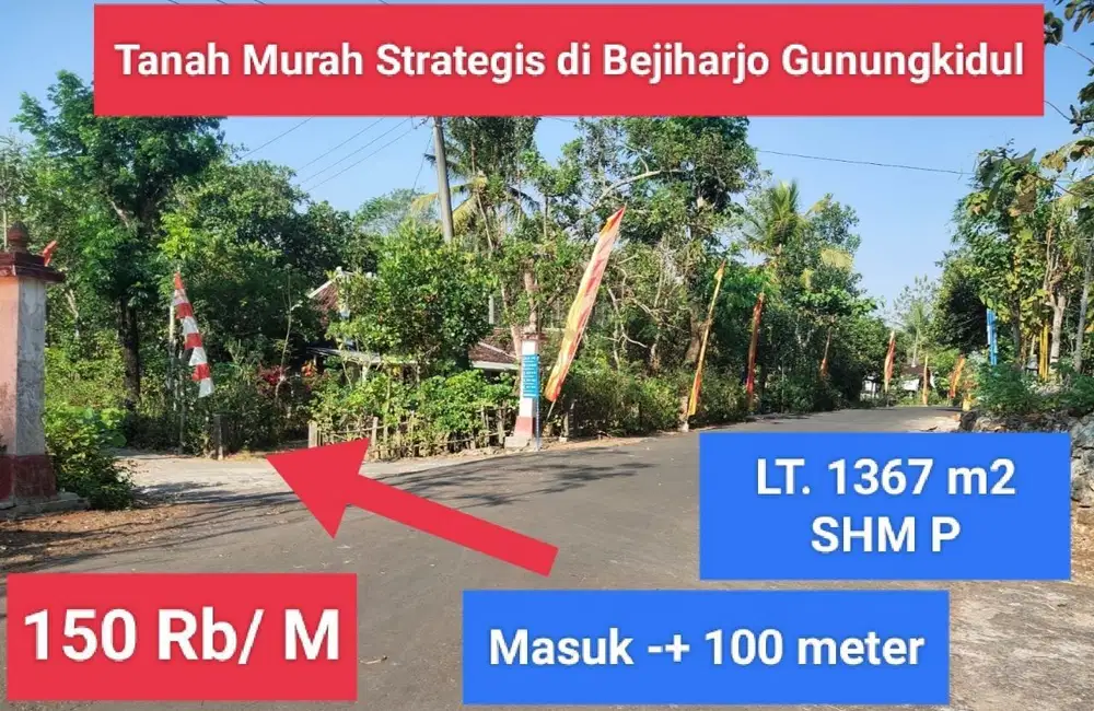 Jual Tanah murah pekarangan dekat kota wonosari Gunung Kidul