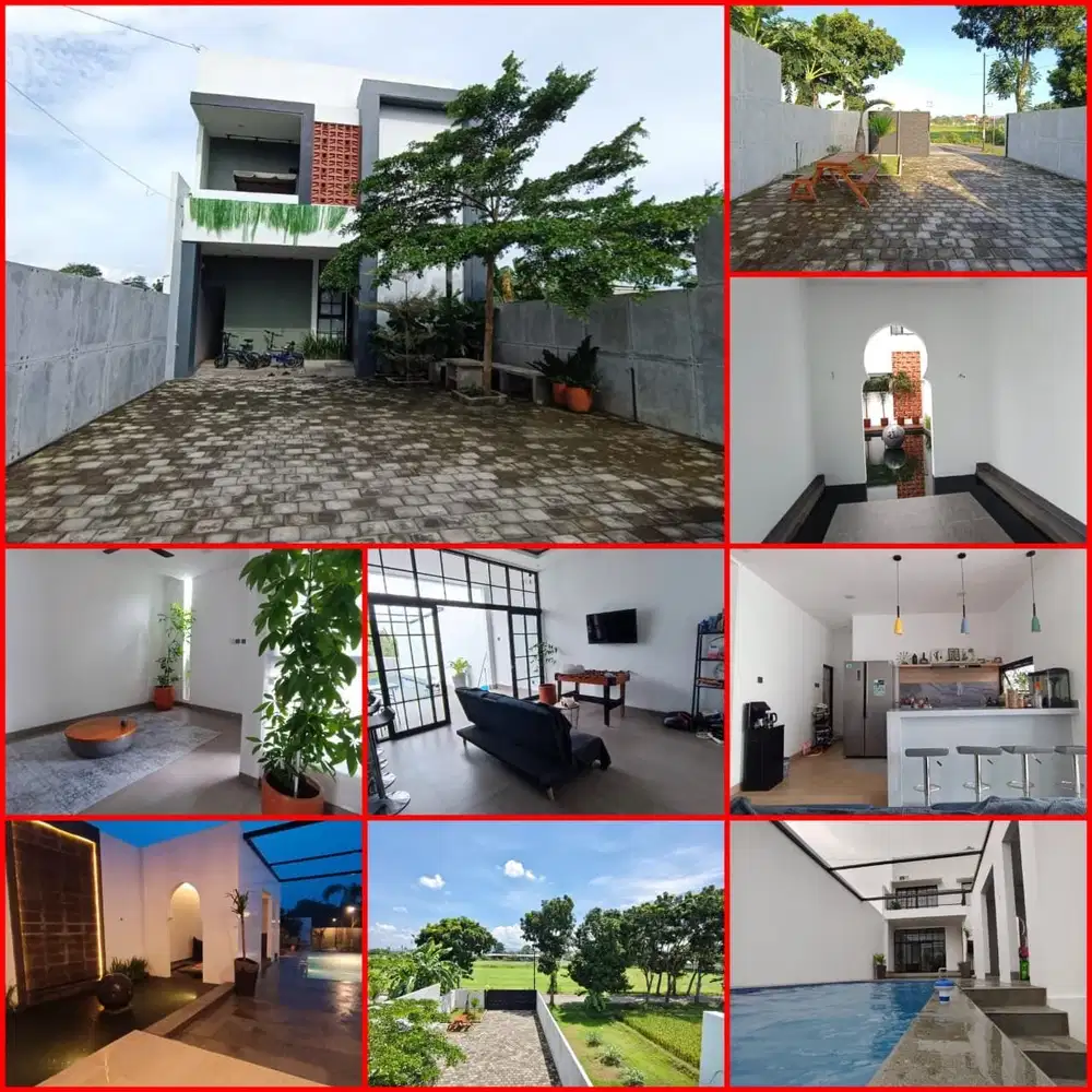 Rumah 2 lantai tanah luas dengan kolam renang sidomoyo godean