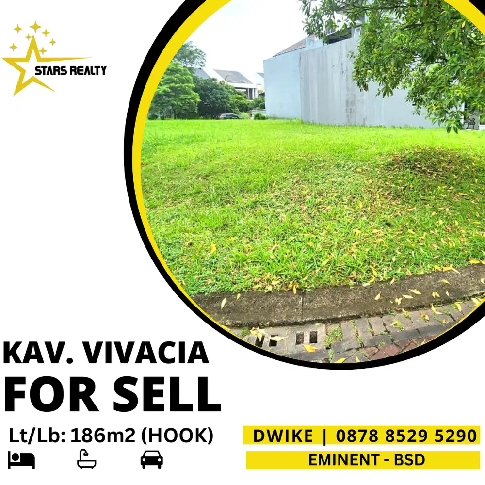 Dijual Kavling Hook Cluster Vivacia Eminent Bsd, depan taman, langka