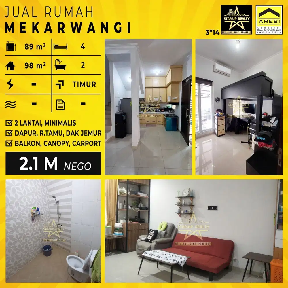 2,1 M nego Dijual BU cepat rumah bagus 2 lantai di istana mekar wangi