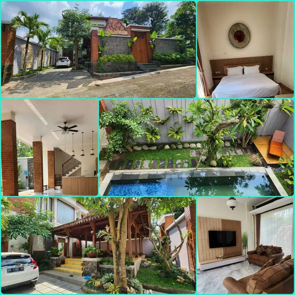 Rumah villa tropis sangat nyaman dan strategis gamping furnish