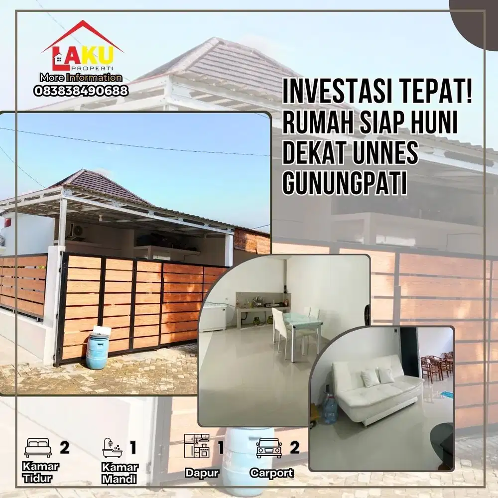Investasi Menarik Rumah Siap Huni 50m dari Jalan Raya Unnes Gunungpati