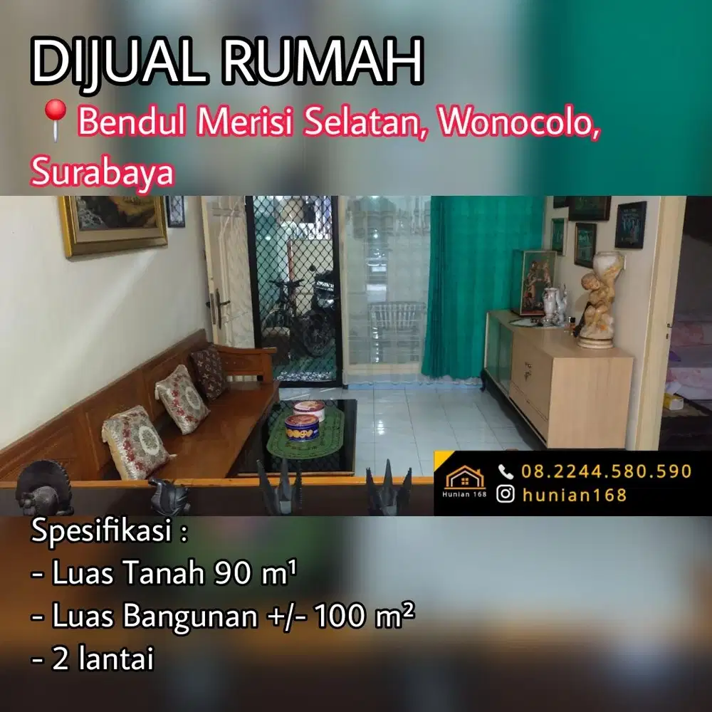 RUMAH Raya Bendul Merisi Selatan Utara Permai Jagir Wonokromo Surabaya