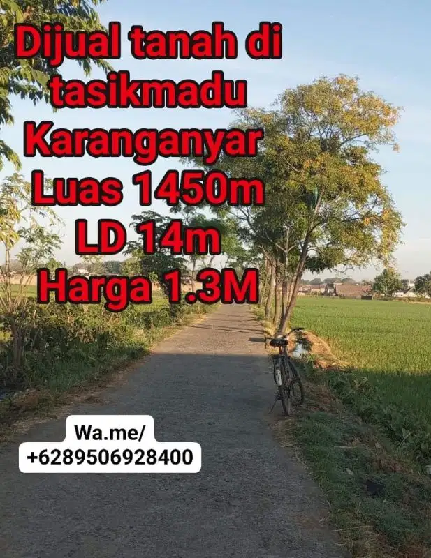 Dijual tanah zona kuning tasikmadu Karanganyar