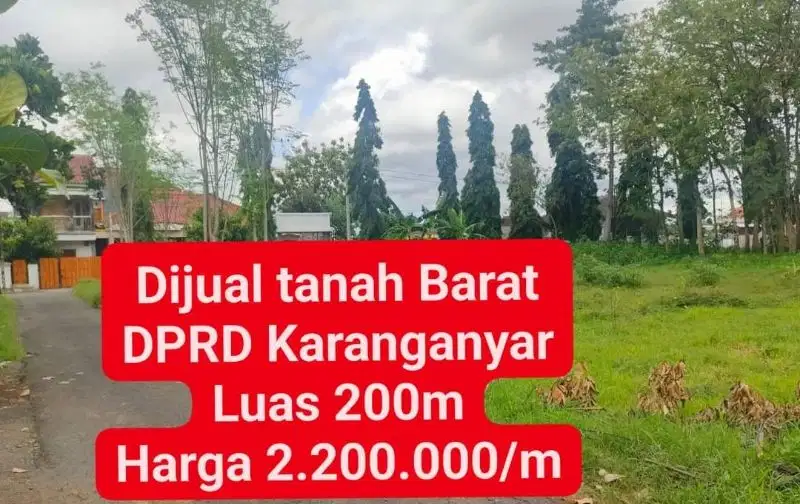 Dijual tanah strategis Barat DPRD Karanganyar