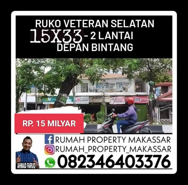 Ruko Veteran Selatan 15X30 - 2 Lantai Depan Toko Bintang