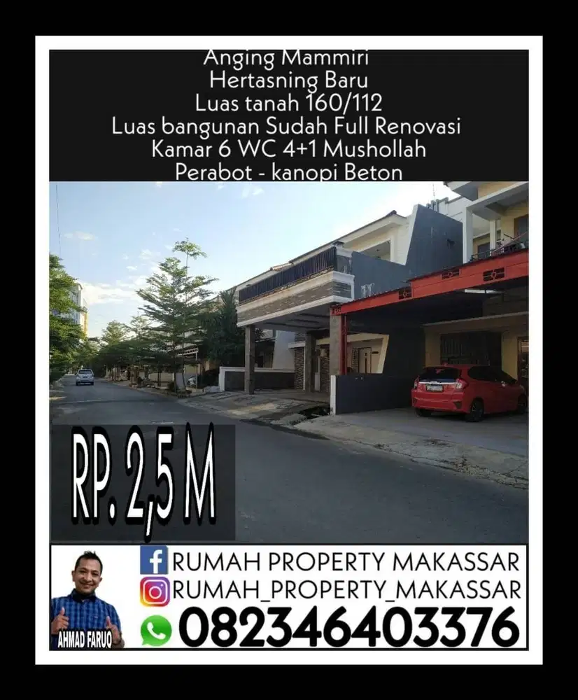 Anging Mammiri  Hertasning Baru Luas tanah 160/112 Full Renovasi