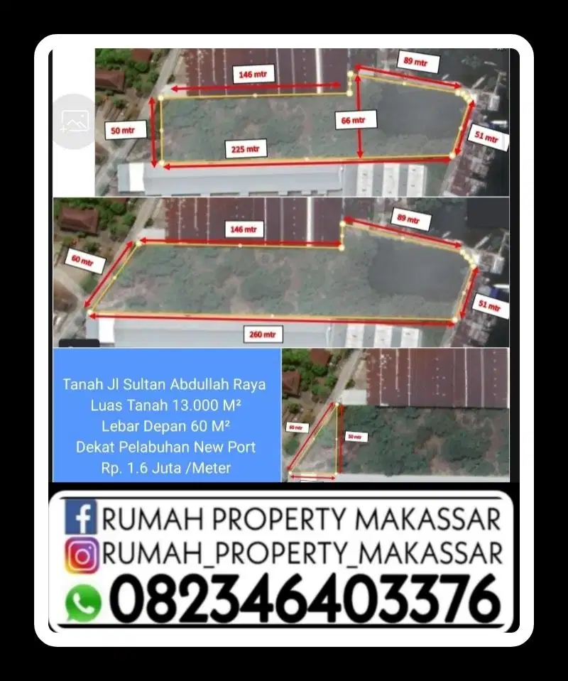 Tanah   Jl Sultan Abdullah Raya  Luas Tanah 13.000 M² Lebar Depan 60 M²