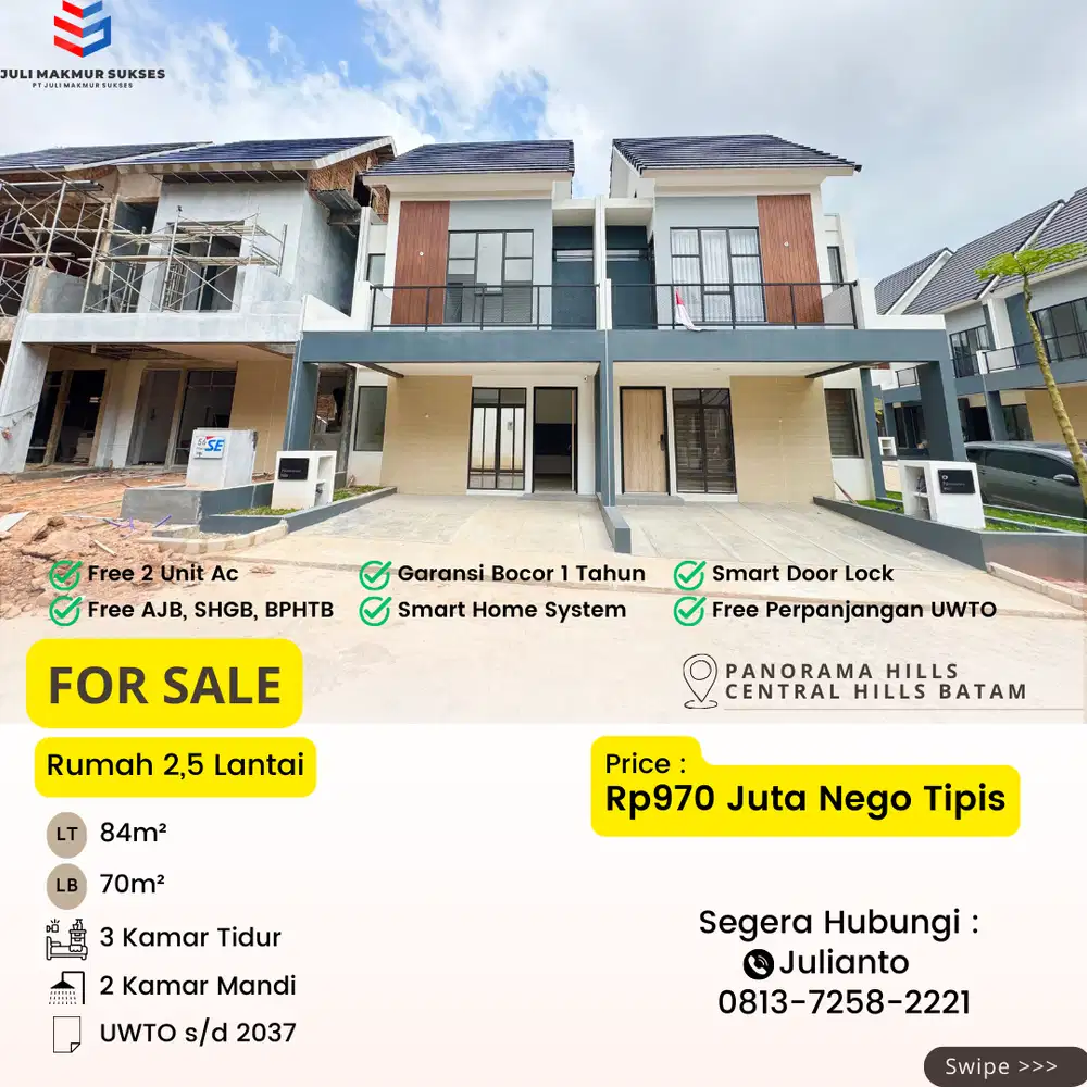 Dijual Rumah 2,5 Lantai di Panorama Hills Central Hills Batam Center