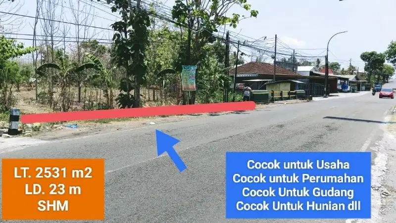 Jual Tanah strategis mangku jalan raya di Kota Wonosari Gunung Kidul