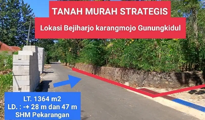 Jual Tanah Murah pinggir jalan Bejiharjo Karangmojo Gunungkidul