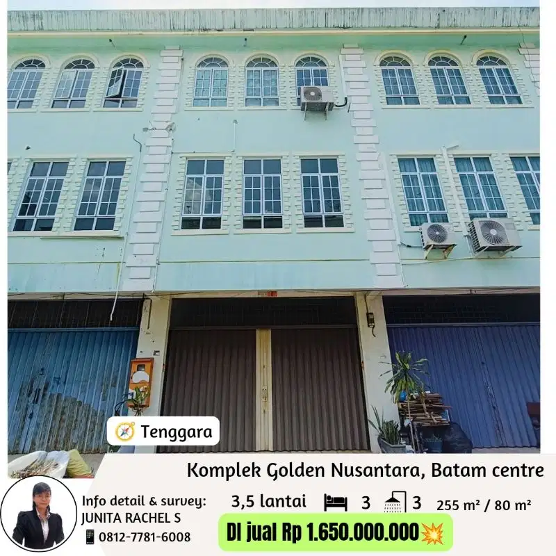dijual ruko batam center 3 lantai , belakang ikan cianjur