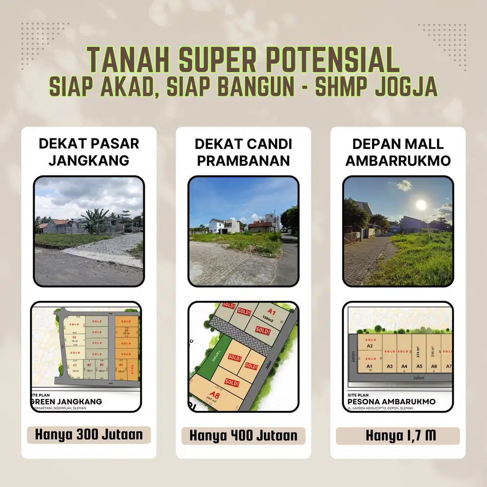 3 LOKASI TANAH SIAP AJB & SIAP BANGUN JOGJA