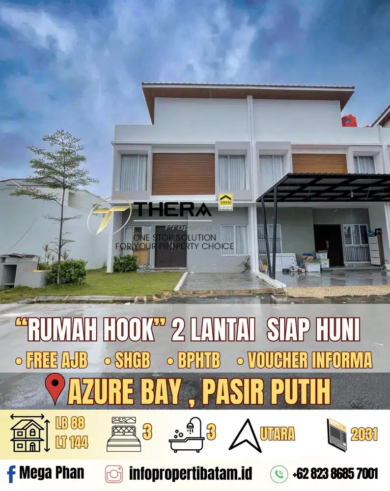 Dijual Murah Rumah Hook siap Huni di Azure Bay pasir putih