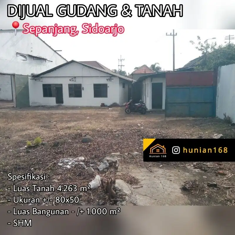 Gudang Pabrik Tanah Raya Sepanjang Trosobo Taman Waru Mastrip Sidoarjo