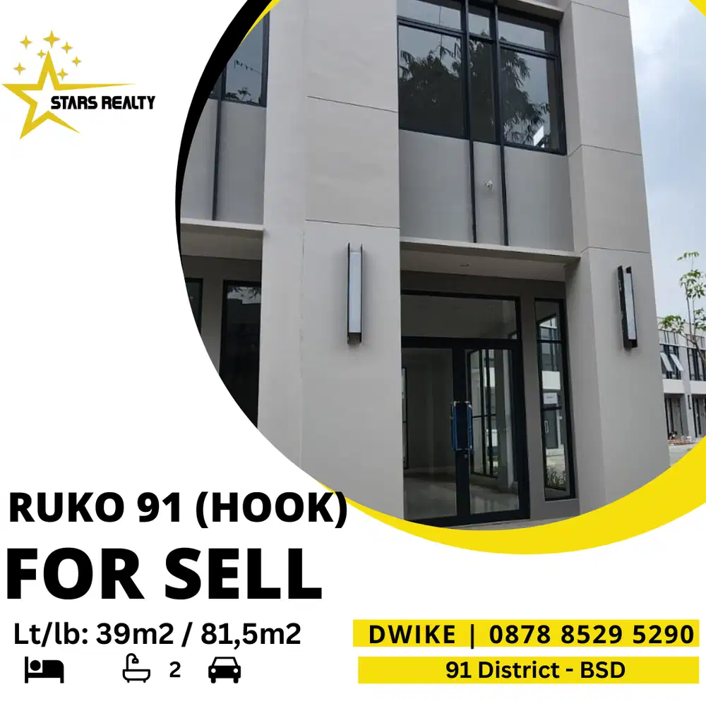 DIJUAL Ruko 91 District BSD HOOK langka, Sudah ada AC