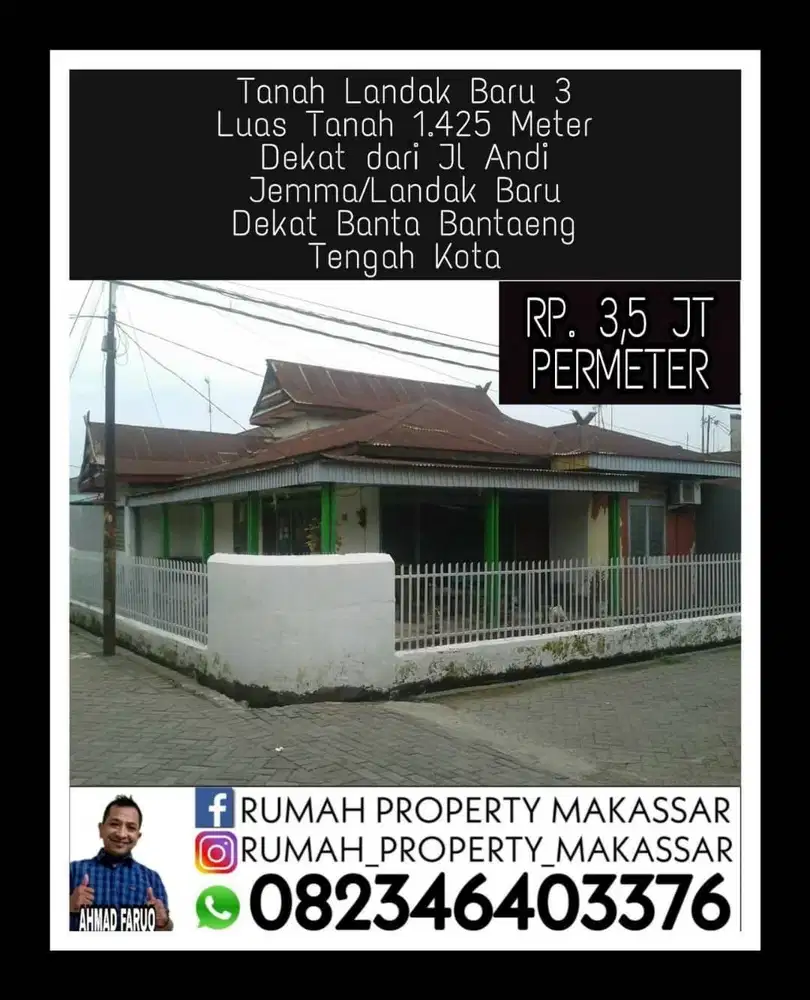 Tanah Landak Baru 3 luas  Luas Tanah 1.425 M Dkt dari Jl Andi Jemma