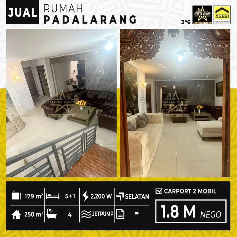 1,8M Dijual Rumah Bagus di Padalarang lt 179 lb 250 kamar tidur 6 ,km4