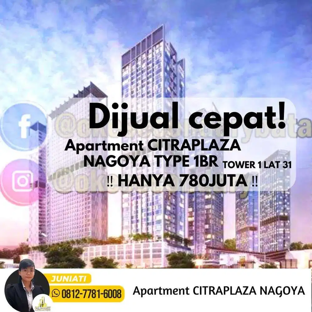 DIJUAL APARTMEN CITRAPLAZA NAGOYA BARAM