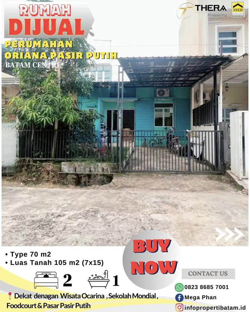 Rumah dijual 1 Lantai di Oriana pasir putih