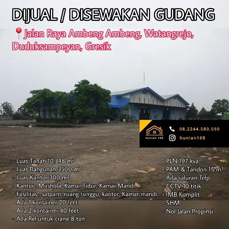 JUAL SEWA Gudang Raya Propinsi Ambeng Ambeng Duduksampeyan Gresik