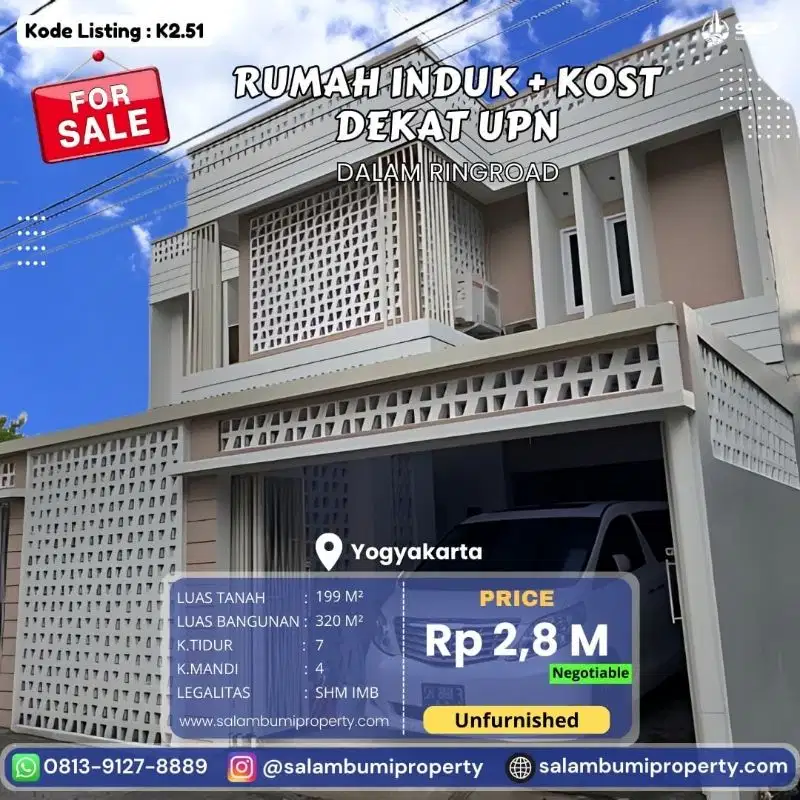 Rumah induk dan kost2 an semi ekslusif bagus di seturan