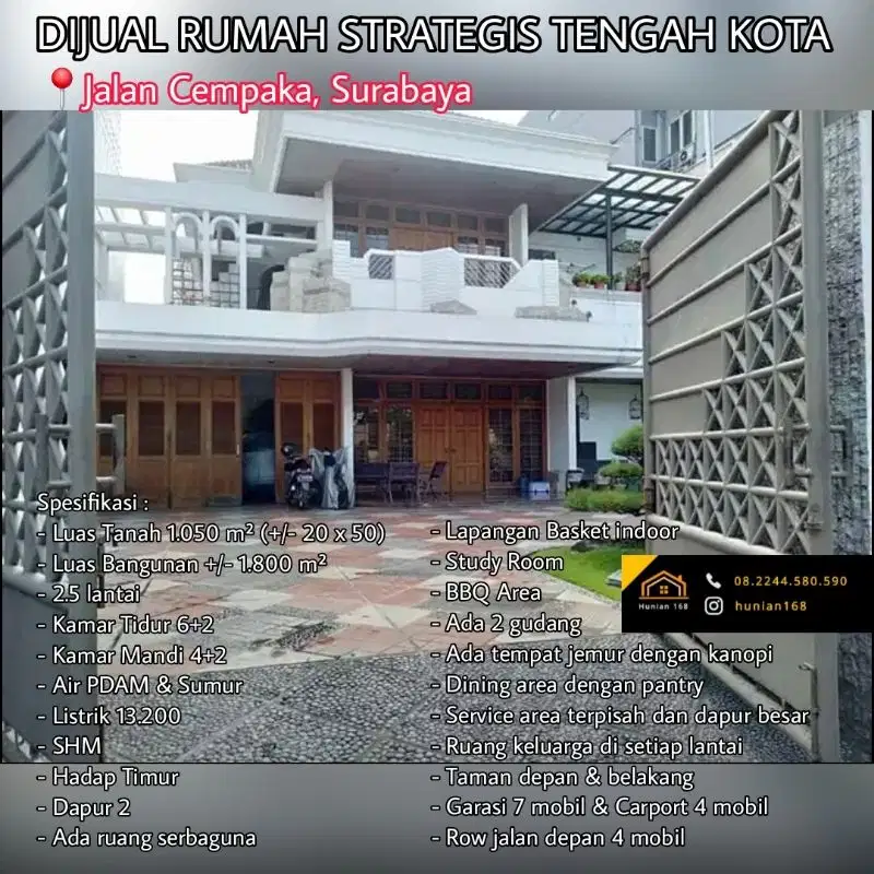 Rumah Kantor Ruko Jalan Cempaka Tegalsari Surabaya Pusat Tengah Kota