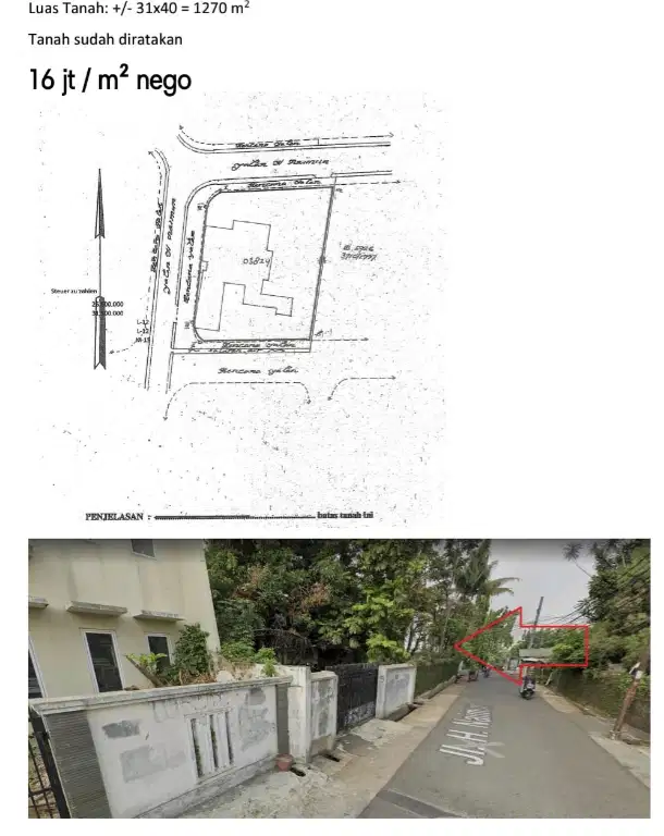 Dijual Tanah Kavling di Haji Naimun Pondok Pinang