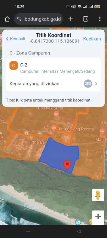 tanah kontrak tebing laut murah