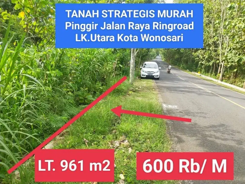 Jual Tanah murah strategis pinggir jalan raya Ringroad Lk Utara