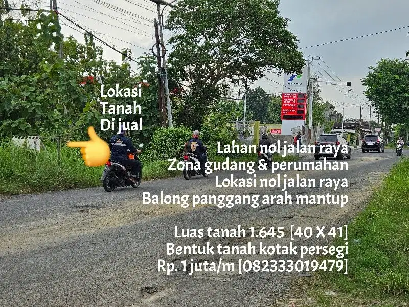 Termurah Lahan plot gudang nol jalan raya balong panggang mantup
