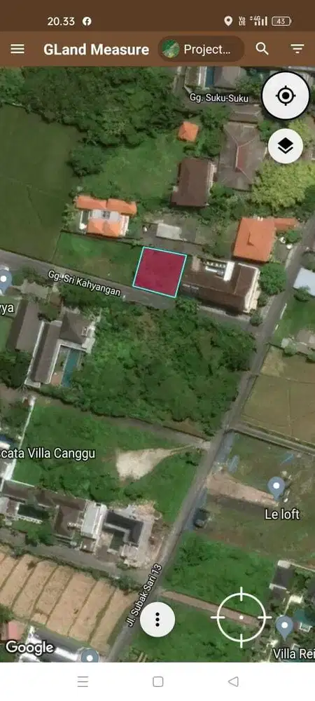 3 ARE LAND FOR LEASE HOLD IN JL SRI KAHYANGAN BERAWA BALI