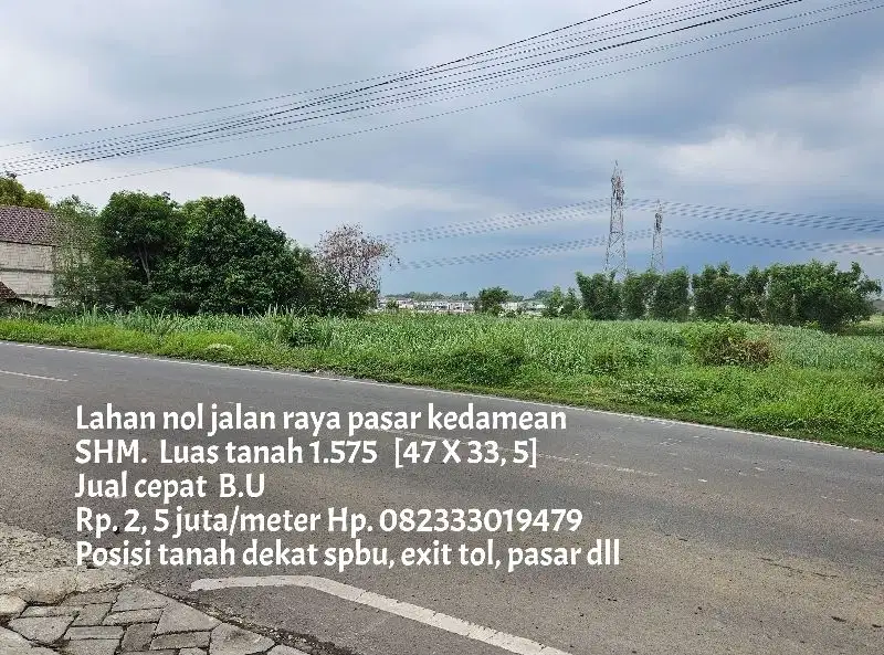 Tanah nol jalan raya pasar kedamean