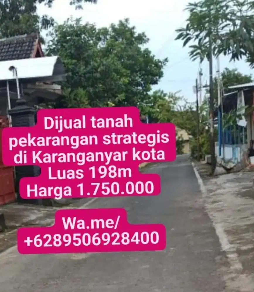 Dijual tanah pekarangan bejen strategis di Karanganyar kota