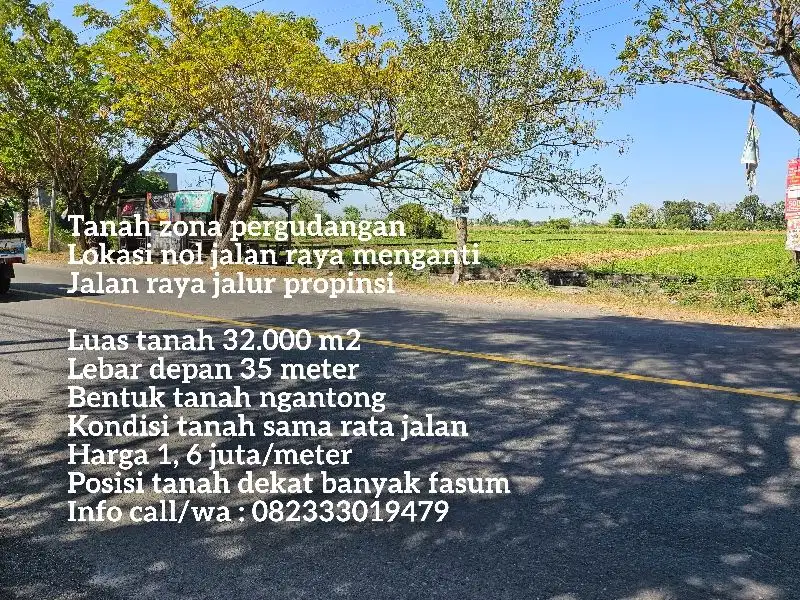 Rp. 1, 6 juta/m  termurah Tanah plot gudang menganti