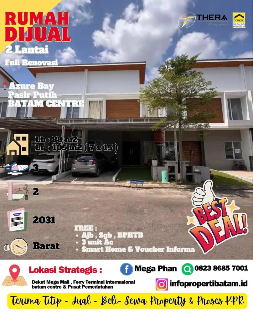Dijual murah rumah 2 lantai full renov free surat di azure bay