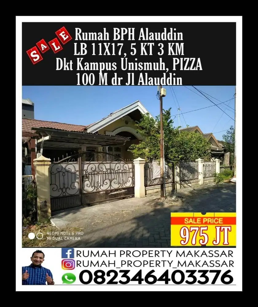 Rumah BPH Alauddin LB 11X17, 5 KT 3 KM Dkt Kampus Unismuh, Pizza